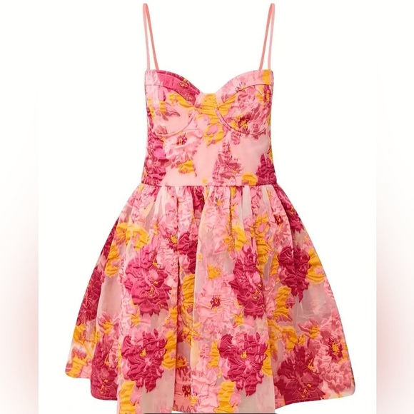 SWEETHEART MINI DRESS BUSTIER DRESS IN PINK JACQUARD New SZ M 🔥✨✨✨ - Picture 2 of 5